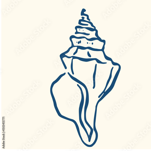  Set of hand drawn seashells drawing ink. Minimalist line art. Summer vacation design elements for trendy prints, label, menu cover. Tropical beach shells. Vector flat illustration.