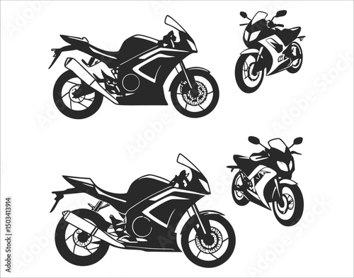 Motorcycle Collection Isolated on White