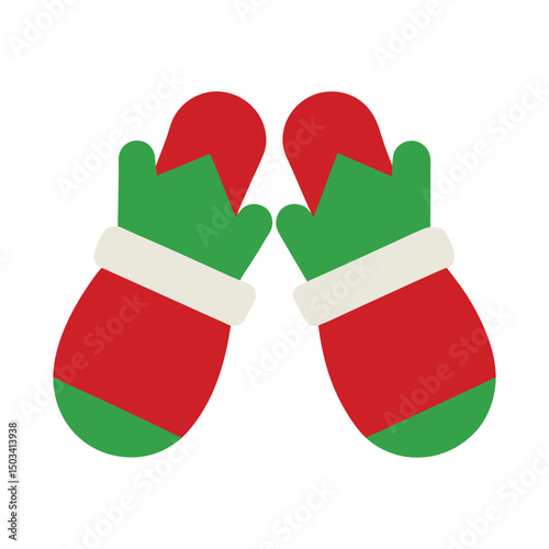 A christmas mittens on the white background.eps