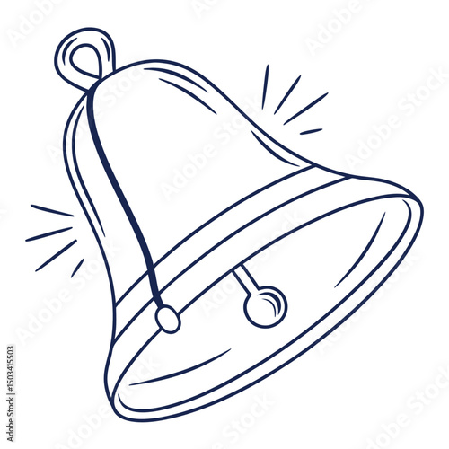 Flat Alert Bell Icon with Dot in Clean Line Art Style