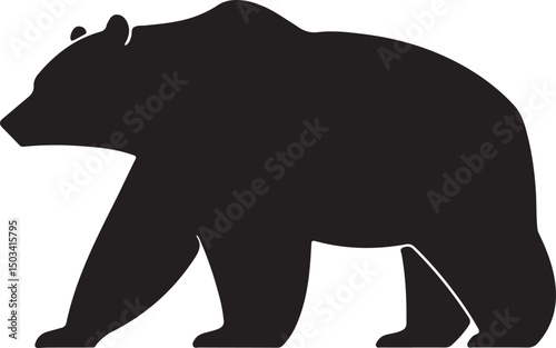 Bear Silhouette Vector Illustration on Transparent Background