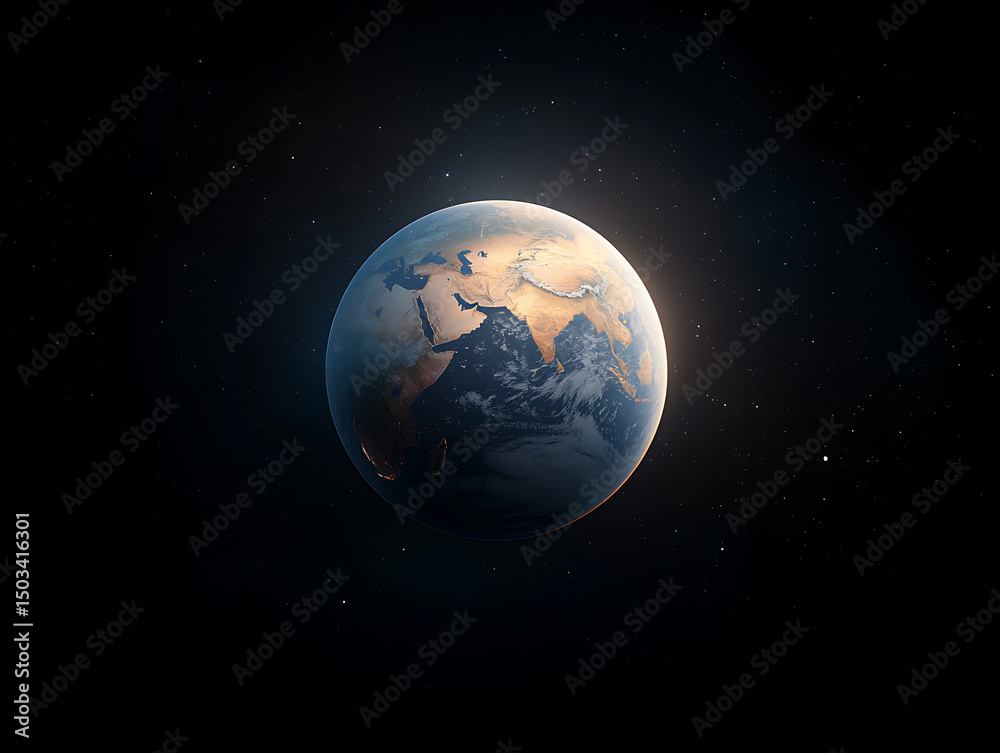 Fototapeta premium Earth Sunrise with Space View.