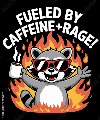 Fueled By Caffeine Rage funny raccon