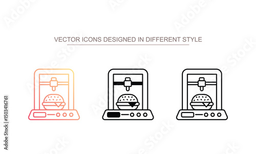 3d Food Printing icon design with white background stock illustration