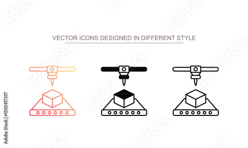 Printing 3d Box icon design with white background stock illustration