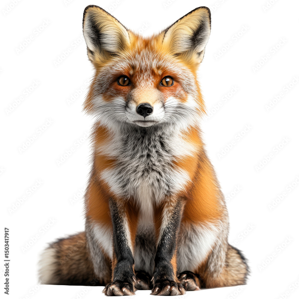 Fototapeta premium Majestic fox portrait with detailed fur texture showcasing natural beauty and wildlife allure