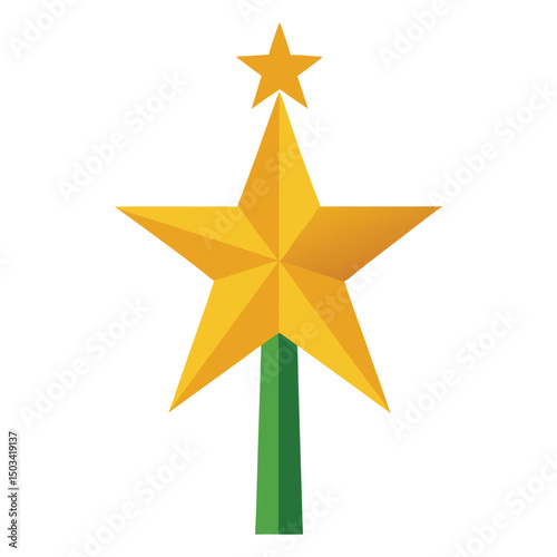 A star tree topper  on the white background.eps