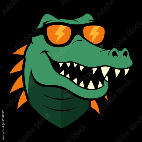 Graphic Alligator Head Vector Art Illustration