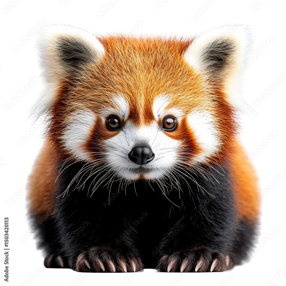 Fototapeta premium Captivating red panda portrait showcasing its distinctive reddish-brown fur markings