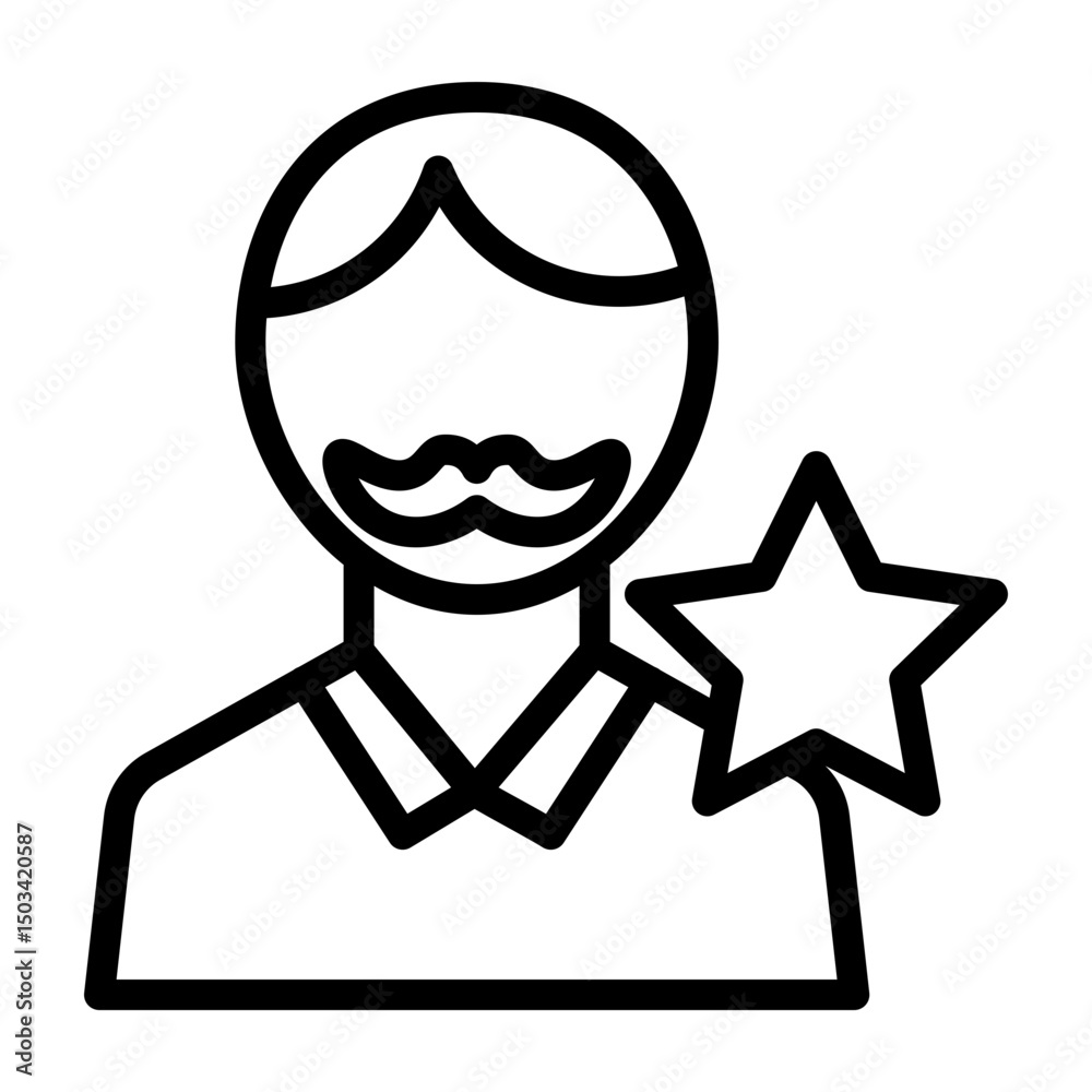 Star Dad Vector Line Icon Design Star Dad Vector Line Icon Design