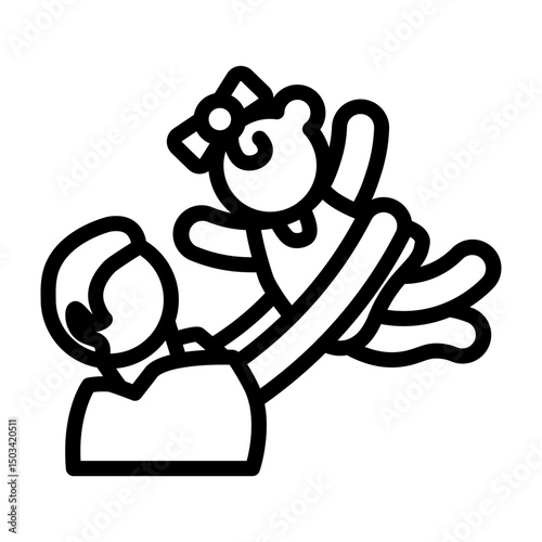 Dad and Daughter Vector Line Icon Design