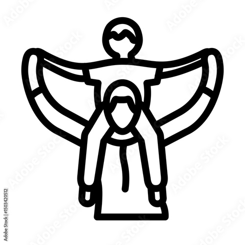 Dad and Son Vector Line Icon Design