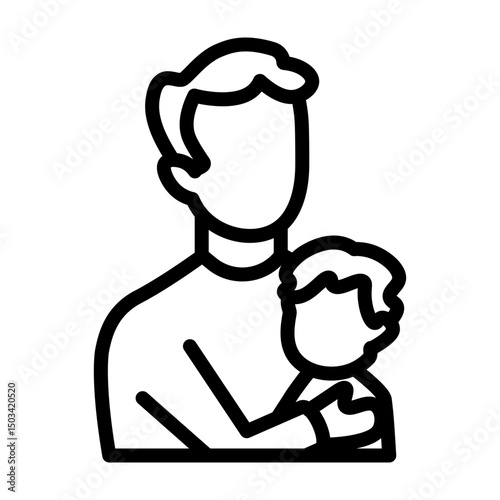 Father Hug Vector Line Icon Design