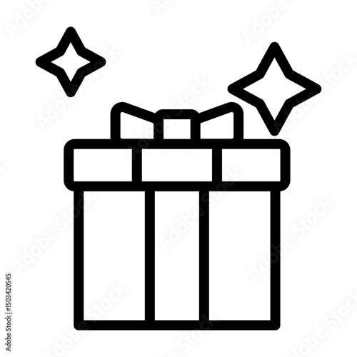 Wrapped Present Vector Line Icon Design