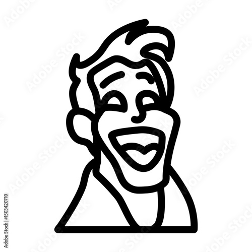 Dad Laughing Vector Line Icon Design
