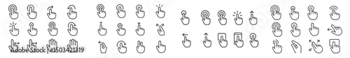 Various hand gestures and symbols representing different actions and interactions in digital communication
