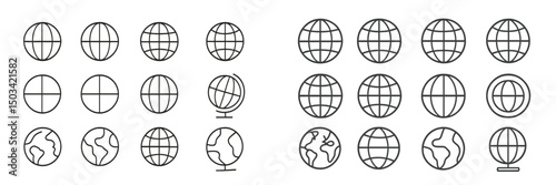 Various globe designs showcasing the Earth and its representation through different artistic styles