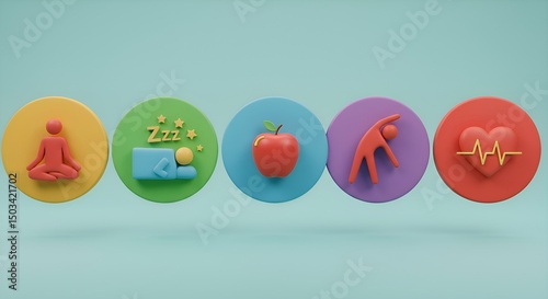 Well-being Elements: Illustration of Healthy Lifestyle Concept