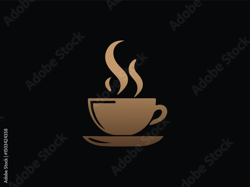A steaming hot coffee cup with beans, a perfect symbol for a morning drink or cafe break vector logo 
