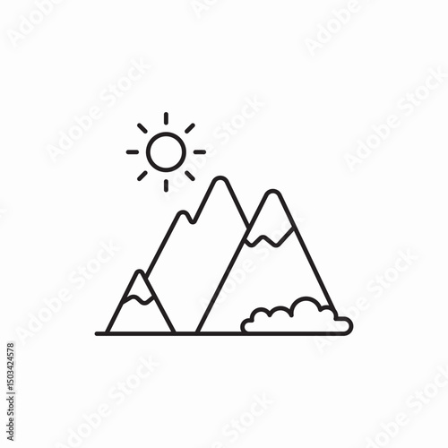 mountains sun icon sign vector