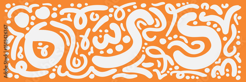 Creative minimalist hand-drawn random lines design contains random freehand Arabic letters without specific meaning in English, spontaneous lines, and vector illustrations.