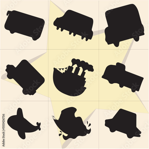 All kind of transportation vector Black and white set-51