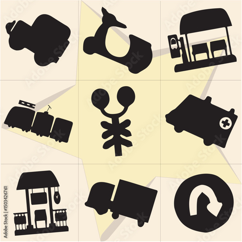 All kind of transportation vector Black and white set-52