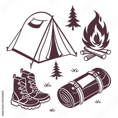 set of camping elements