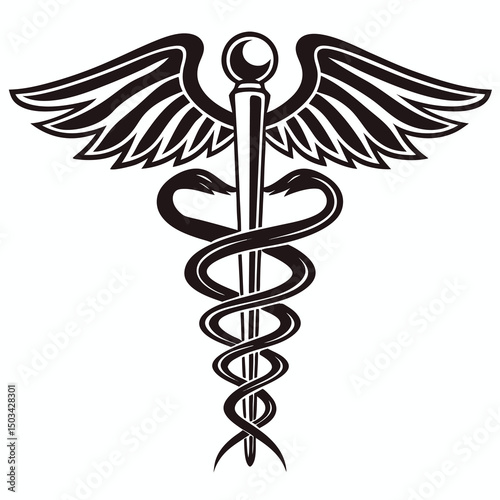 caduceus medical symbol on white background