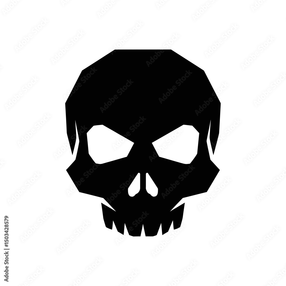 Fototapeta premium Black skull logo silhouette design on a white background 