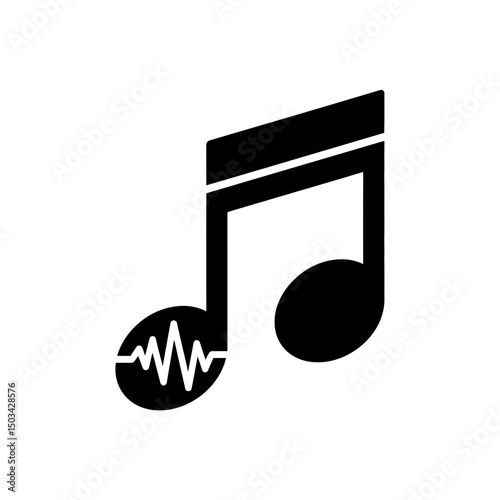 Black Music Note with Sound Wave Icon Design  