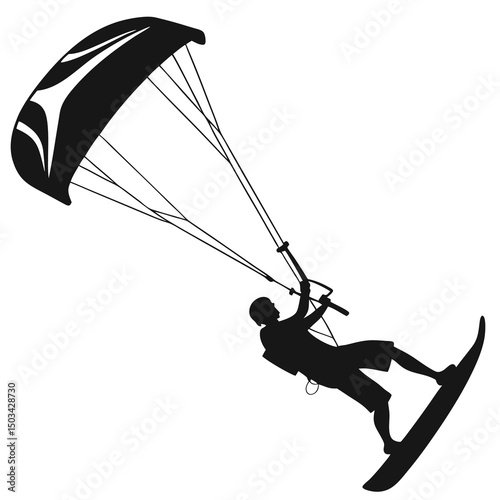 Paragliding and Skydiving Silhouette – Extreme Air Sports Vector Illustration