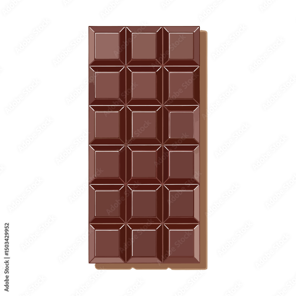 Obraz premium Chocolate bar pieces isolated on white background, sweet dessert