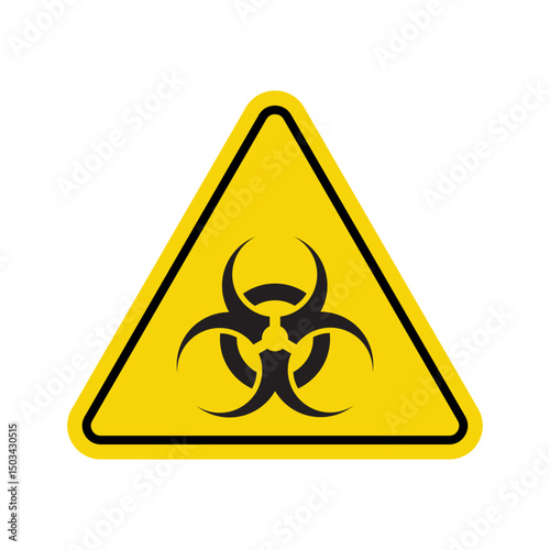 biohazard warning sign with symbol in yellow triangle
