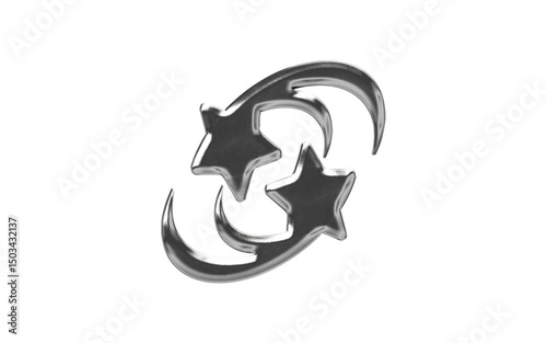 abstract chrome shape y2k star rounded element transparent background png