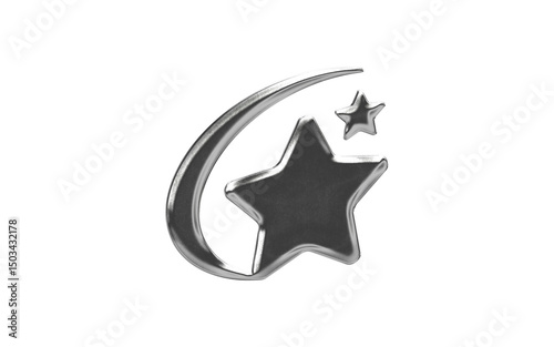 abstract chrome shape y2k star rounded element transparent background png