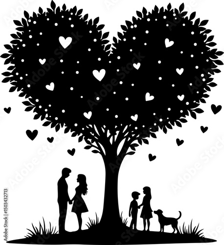 Loving Family Tree with Hearts vector graphics 
