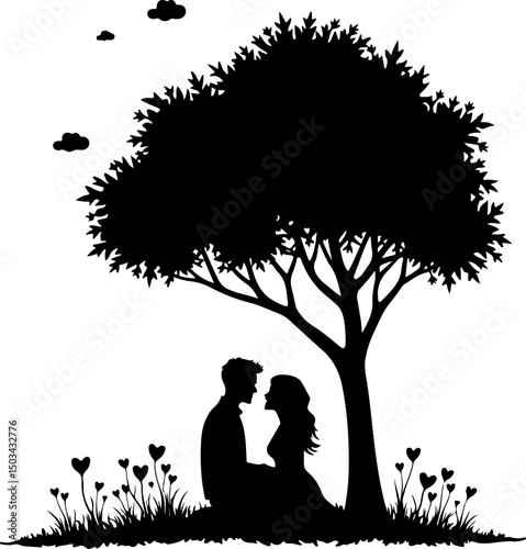 Loving Family Tree with Hearts vector graphics 
