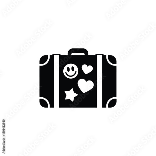 Suitcase with stickers vector silhouette