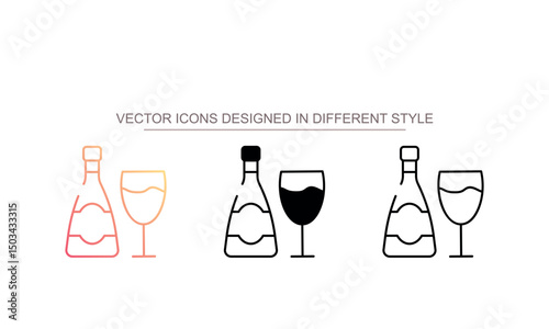 Champagne icon design with white background stock illustration