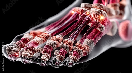 Inner foot structure under stress plantar and metatarsal injuries shown simultaneously