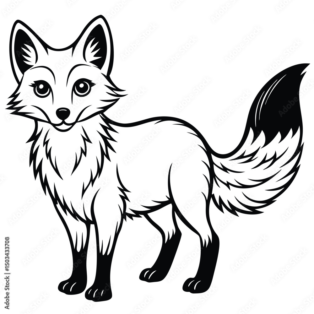 Obraz premium Red Fox vector illustration white background