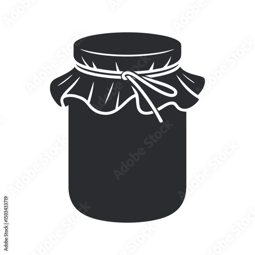 Silhouette of a Glass Jar with Fabric Lid and String Tie Closure