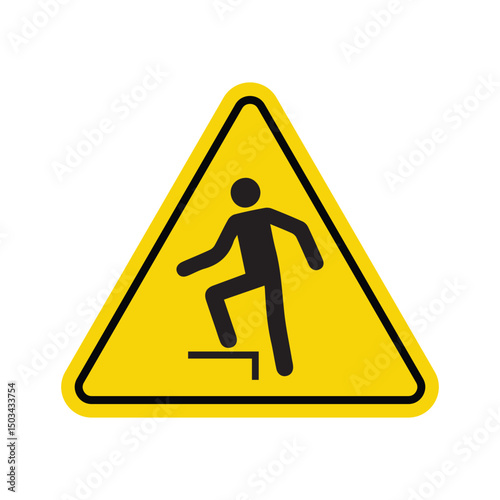 tripping or falling hazard warning sign with figure in yellow triangle