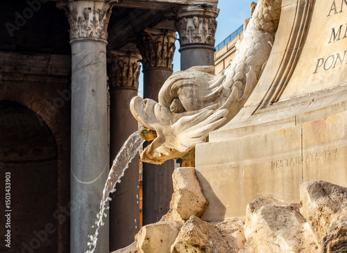 Fountain of the Pantheon sculptures, Rome, Italy photo