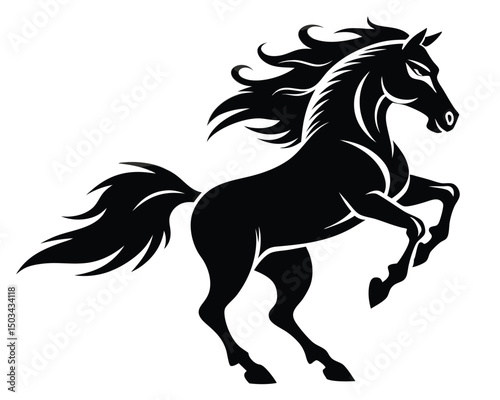 Black horse vector on transparent background