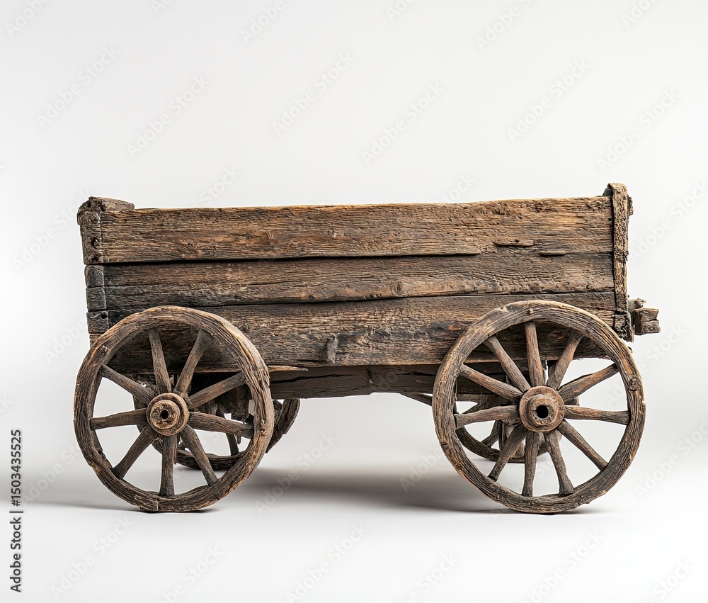 Obraz premium Aged wooden wagon, boxy, simple design (1)