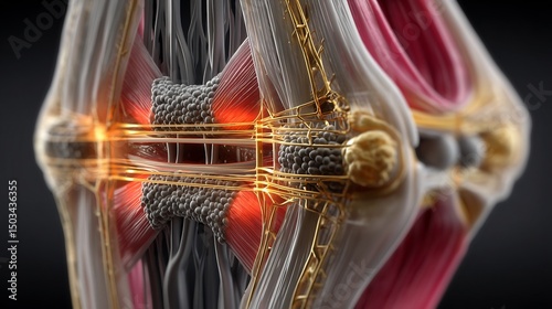 Medical illustration of pelvic floor muscle strain due high impact training or improper bracing during lifting exercises photo