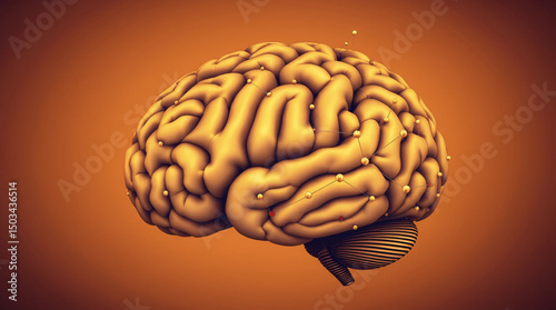 Illustration of a glowing brain model highlighting neural connections and structure.
