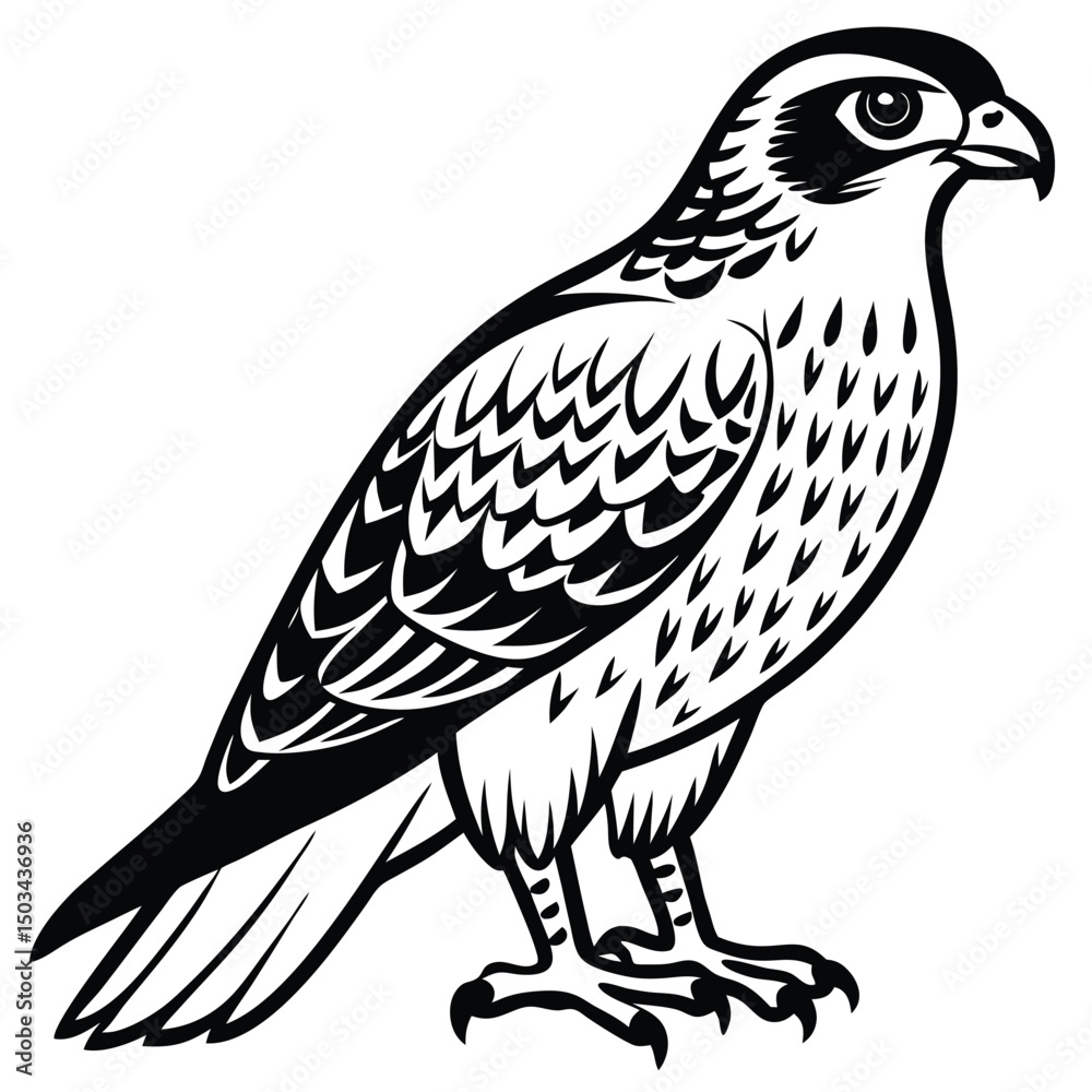 Obraz premium Red -Tailed Hawk vector illustration white background